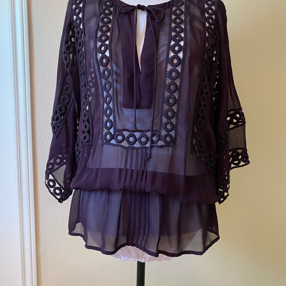 ANTHROPOLOGIE  Beautiful dark purple sheer top - Picture 8 of 9